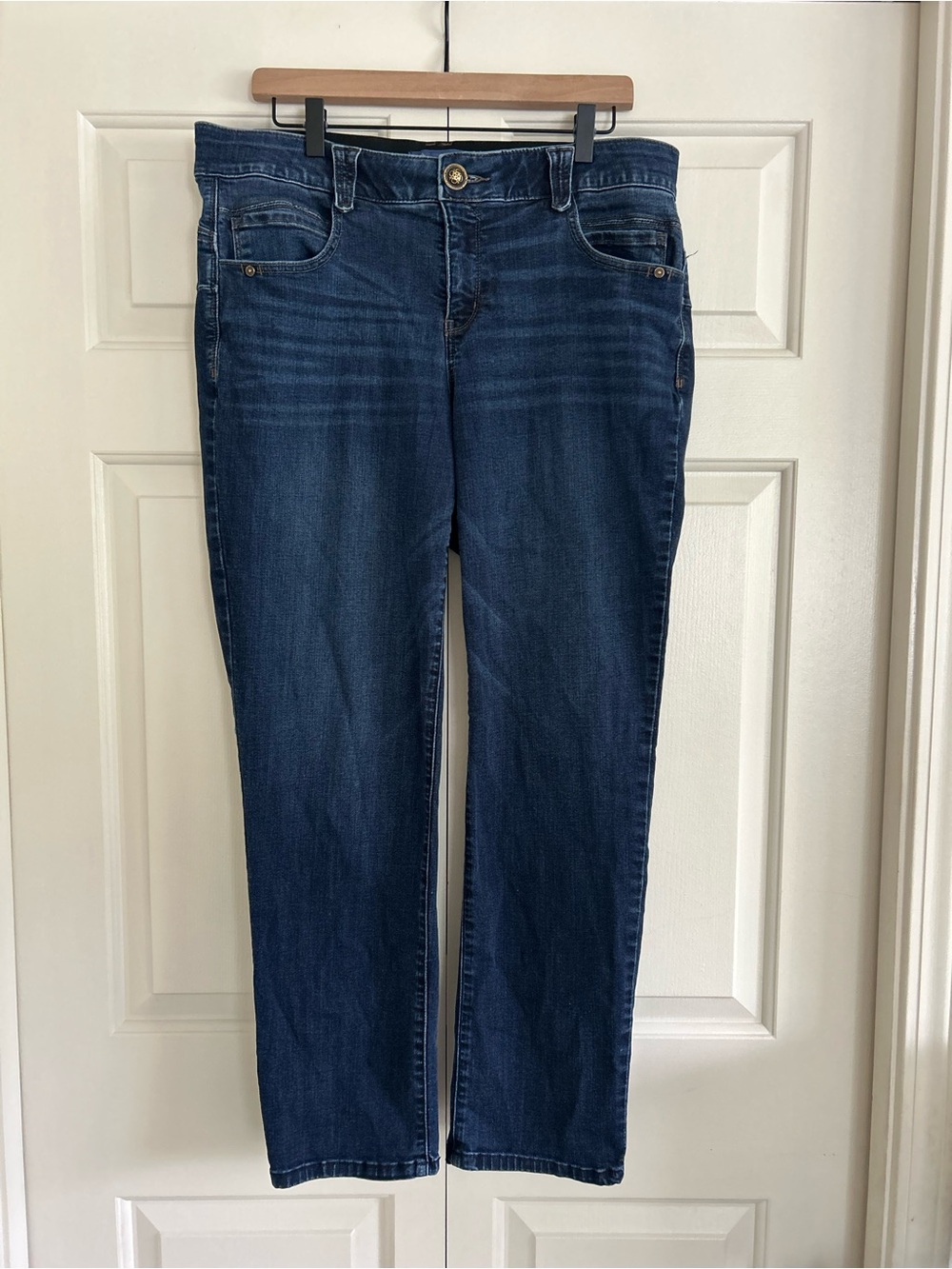 Democracy Absolution Dark Wash Straight-Leg Jeans Stretch Waist Women’s 16W